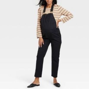 (8)- The Nines by HATCH™ Sleeveless Classic Cotton Twill Maternity Jumpsuit